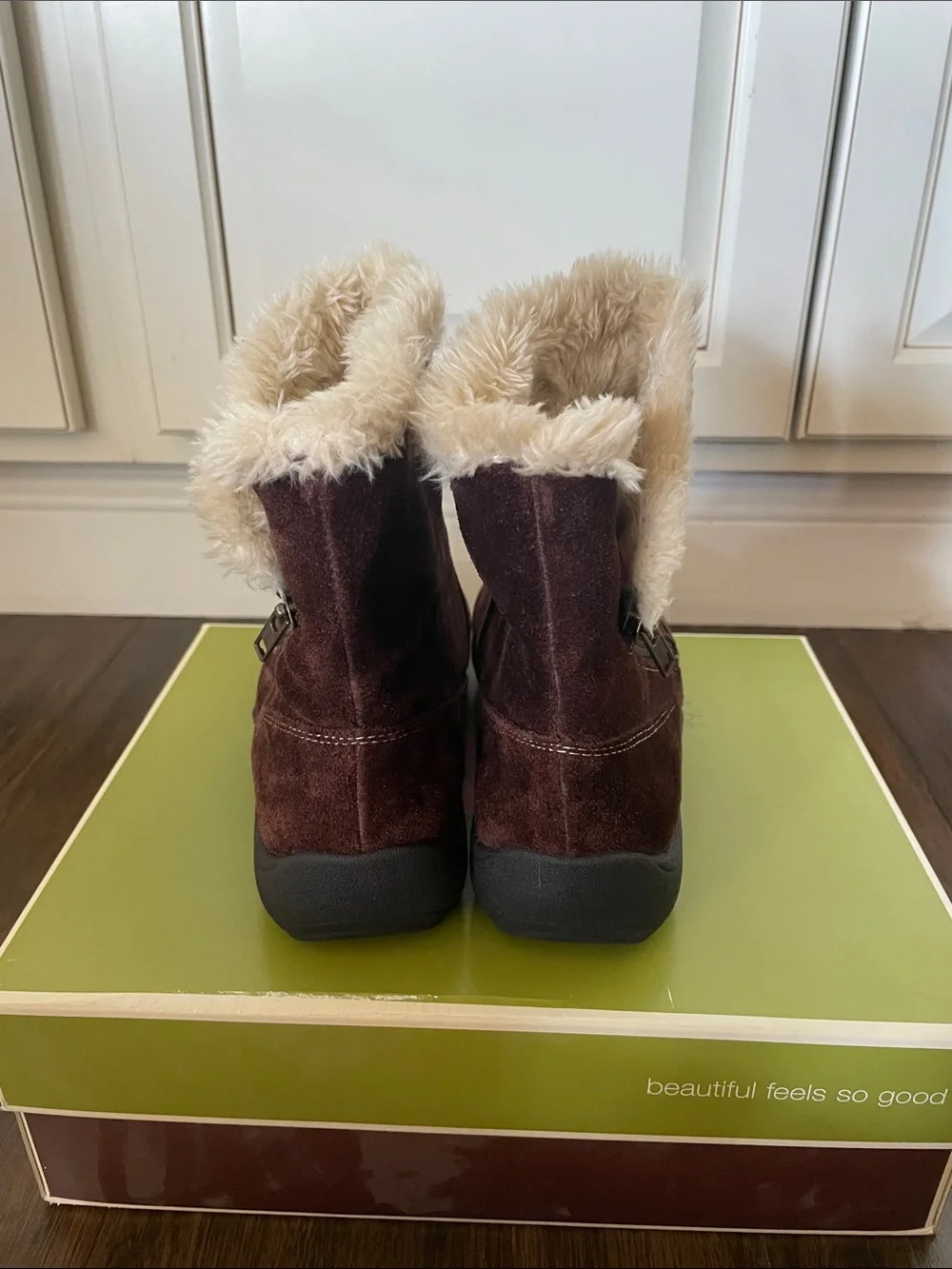 Naturalizer Suede Faux-Fur Trim Ankle Booties!